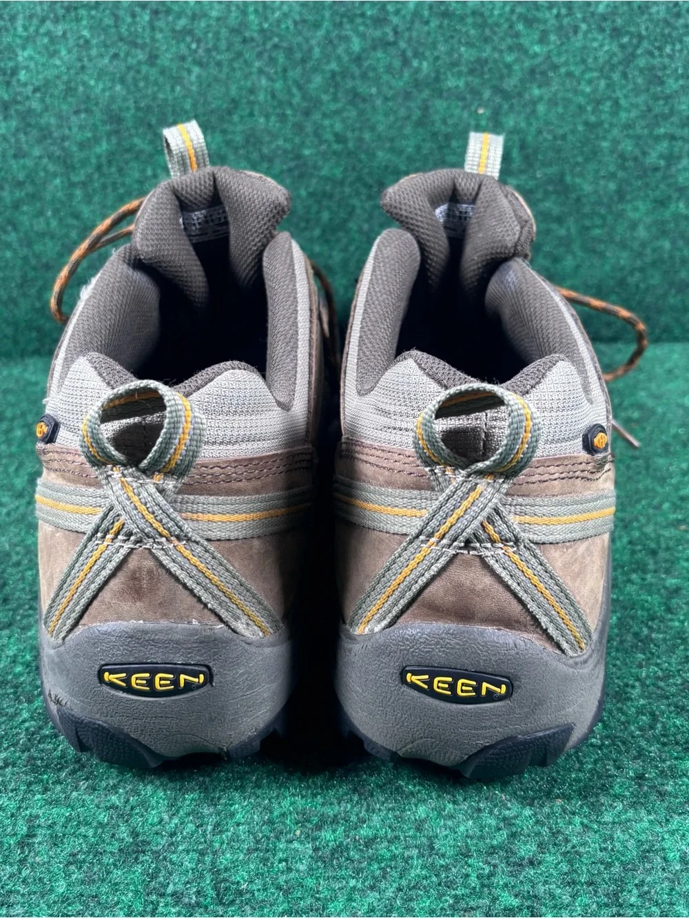 KEEN Voyageur Hiking Shoes Mens 13 Brown Leather Mesh Trail Sneakers Gorpcore